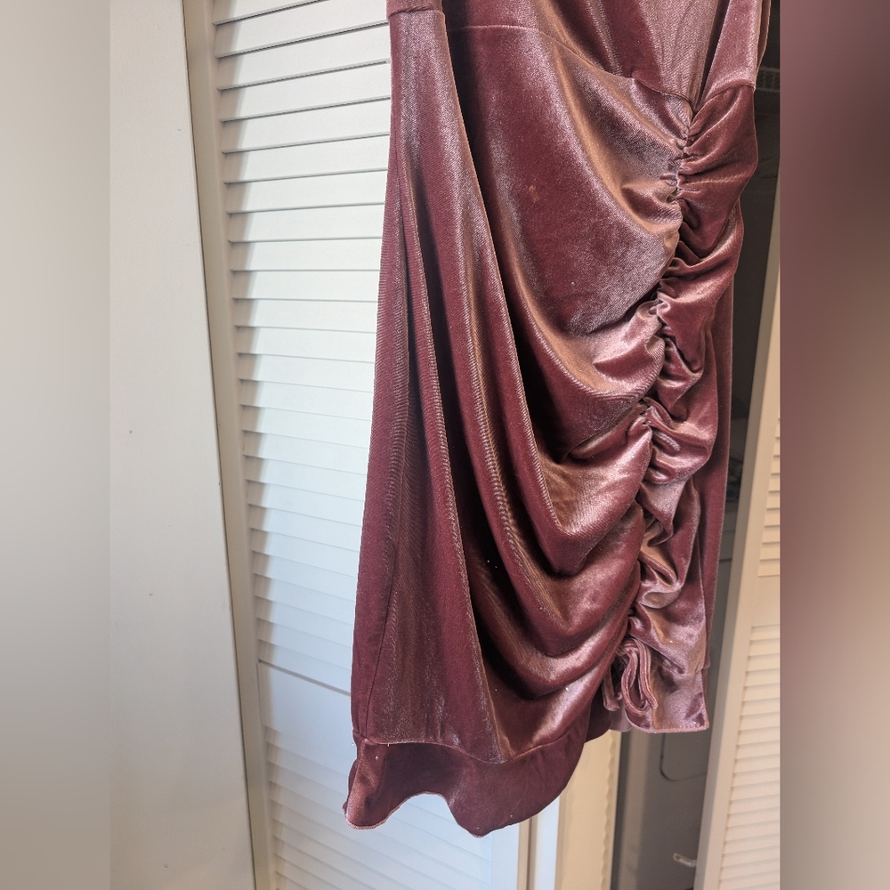 Shein‎ Elegant Pink Ruched Velvet Dress Size XL - Picture 9 of 11